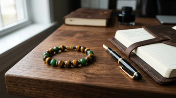Gemstone jewelry gift for graduation and career milestone on executive desk