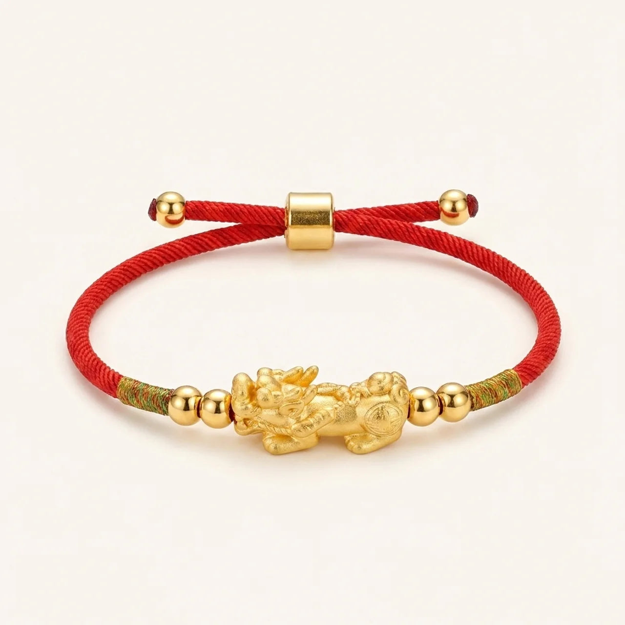 24K Gold-Plated PiXiu Red String Bracelet