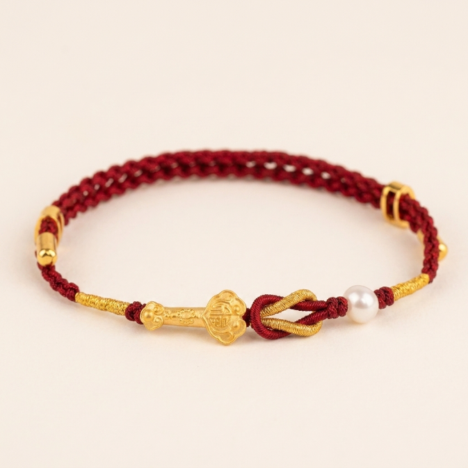 24K Gold Rabbit Red String Bracelet