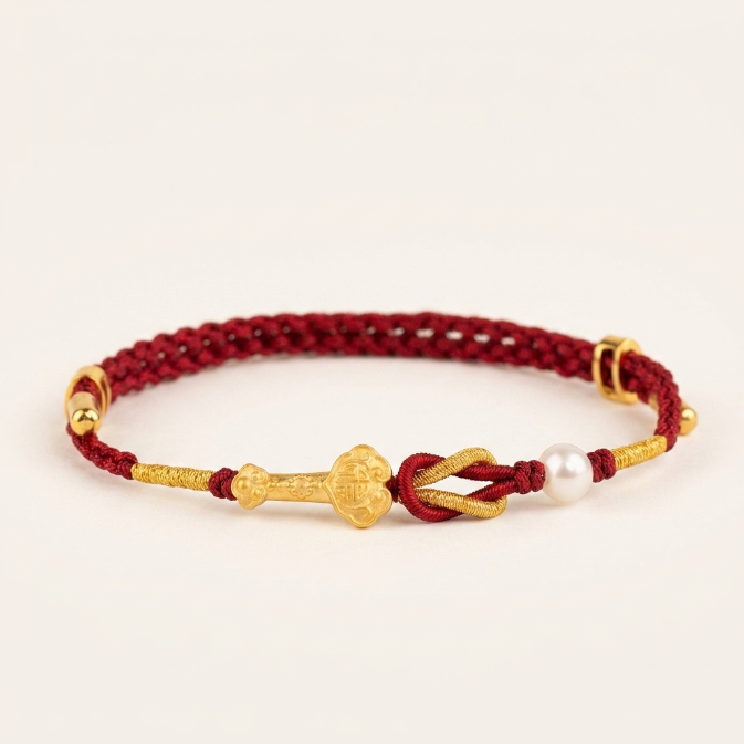 24K Gold Rabbit Red String Bracelet