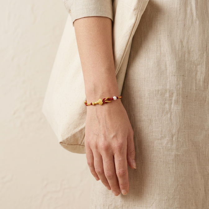 24K Gold Rabbit Red String Bracelet