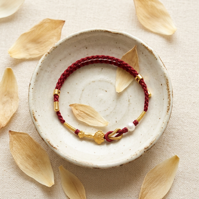 24K Gold Rabbit Red String Bracelet