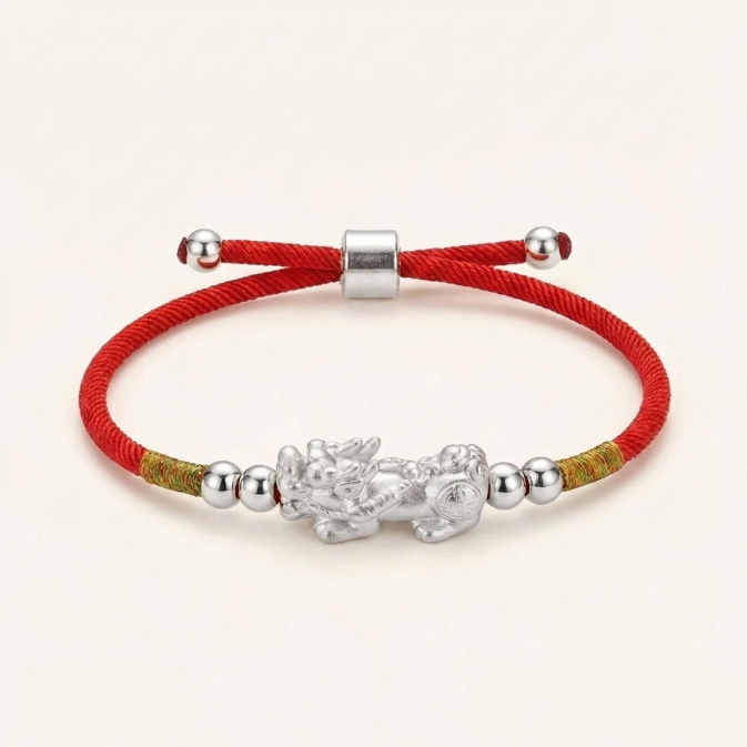 24K Gold-Plated PiXiu Red String Bracelet