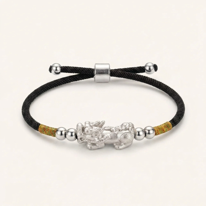 24K Gold-Plated PiXiu Red String Bracelet