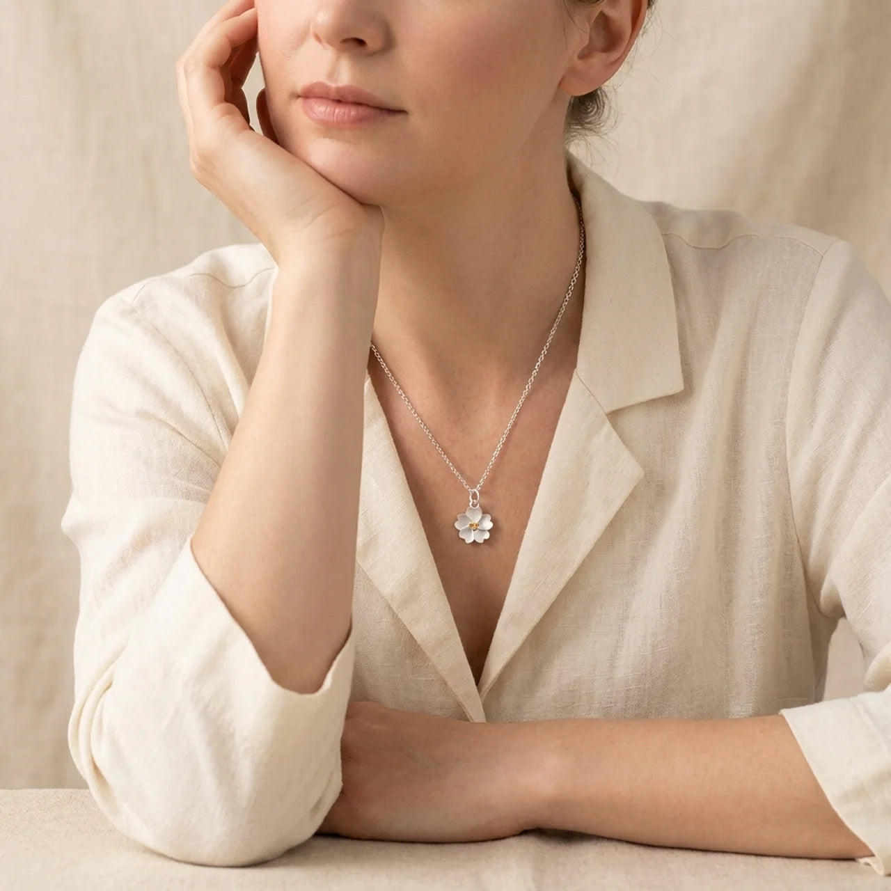 925 Silver Cherry Blossom Pendant Necklace