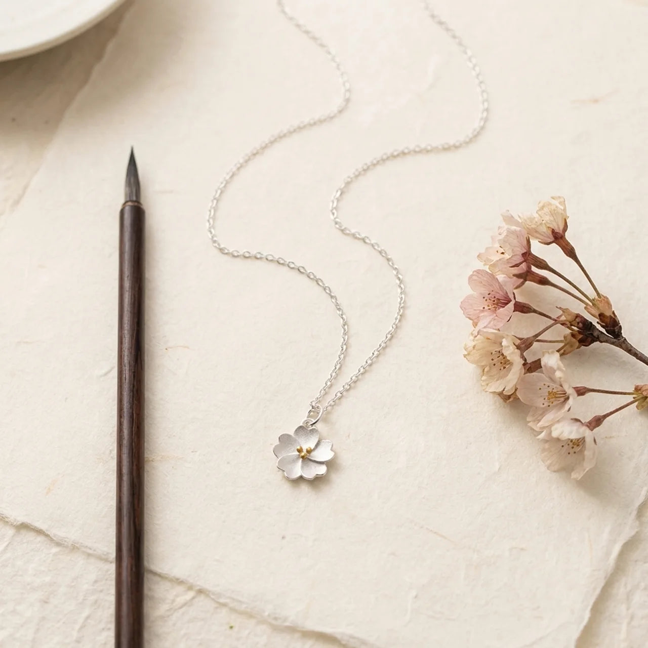 925 Silver Cherry Blossom Pendant Necklace
