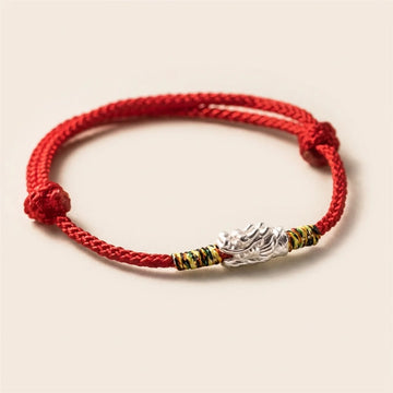 925 Silver Dragon Red String Bracelet