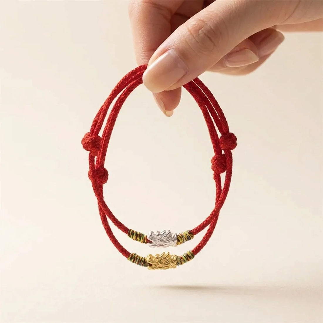 925 Silver Dragon Red String Bracelet