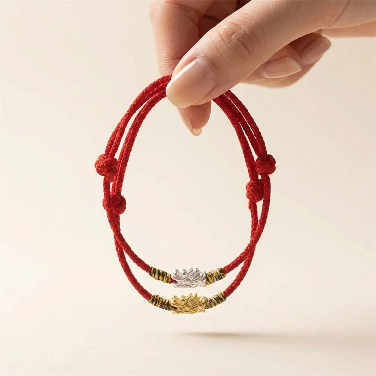 925 Silver Dragon Red String Bracelet
