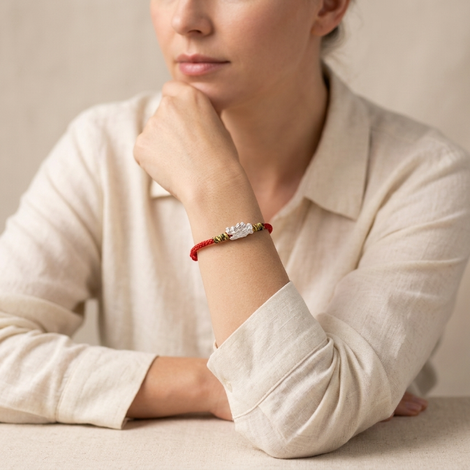 925 Silver Dragon Red String Bracelet