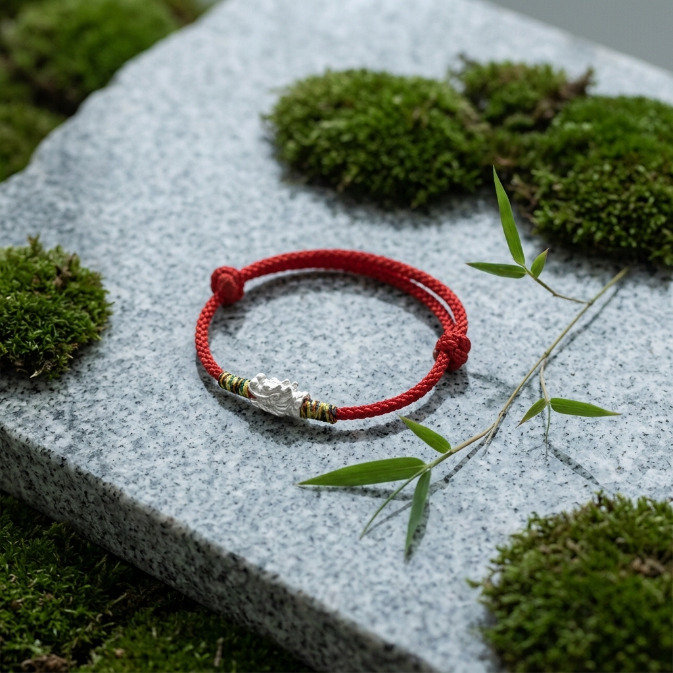 925 Silver Dragon Red String Bracelet