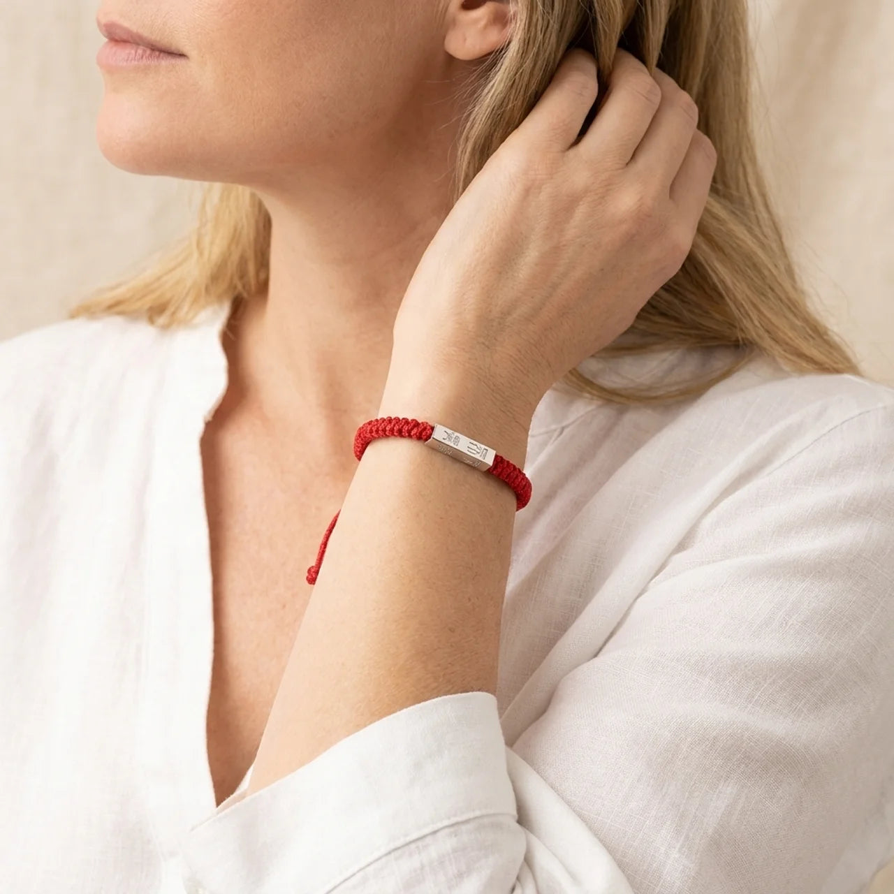925 Silver Engraved Blessing String Bracelet