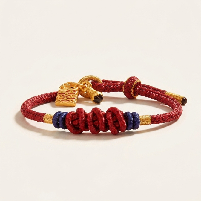 925 Silver Koi Fish Red String Bracelet