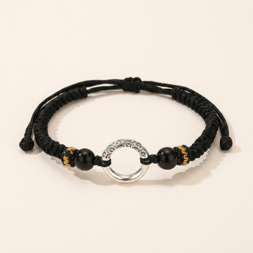 Silver Peace Buckle Red String Bracelet