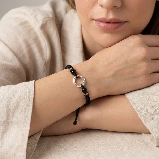 Silver Peace Buckle Red String Bracelet