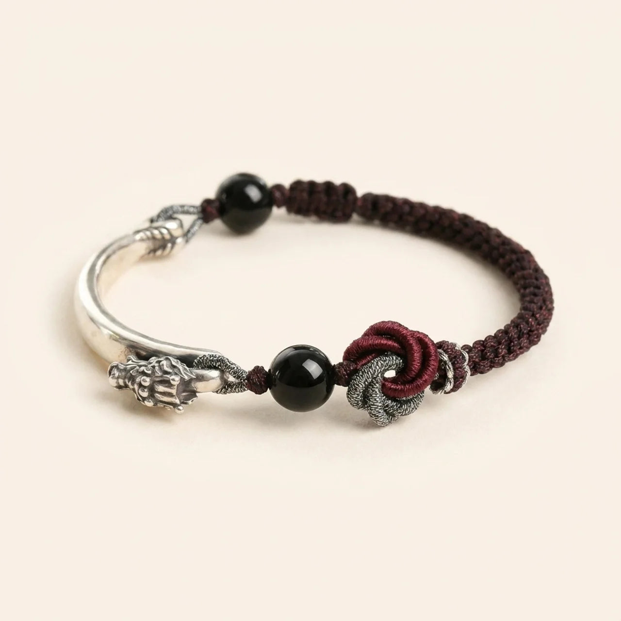 925 Sterling Silver Dragon Red String Bracelet