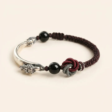 925 Sterling Silver Dragon Red String Bracelet