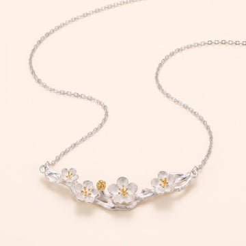 925 Sterling Silver Plum Blossom Pendant Necklace