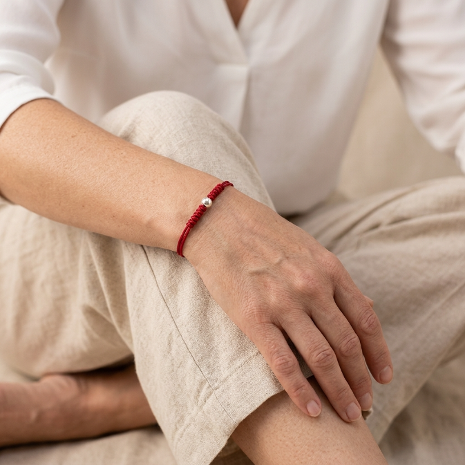 925 Sterling Silver Red String Bracelet