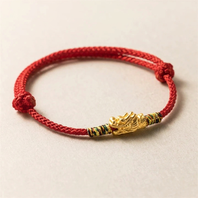 925 Silver Dragon Red String Bracelet