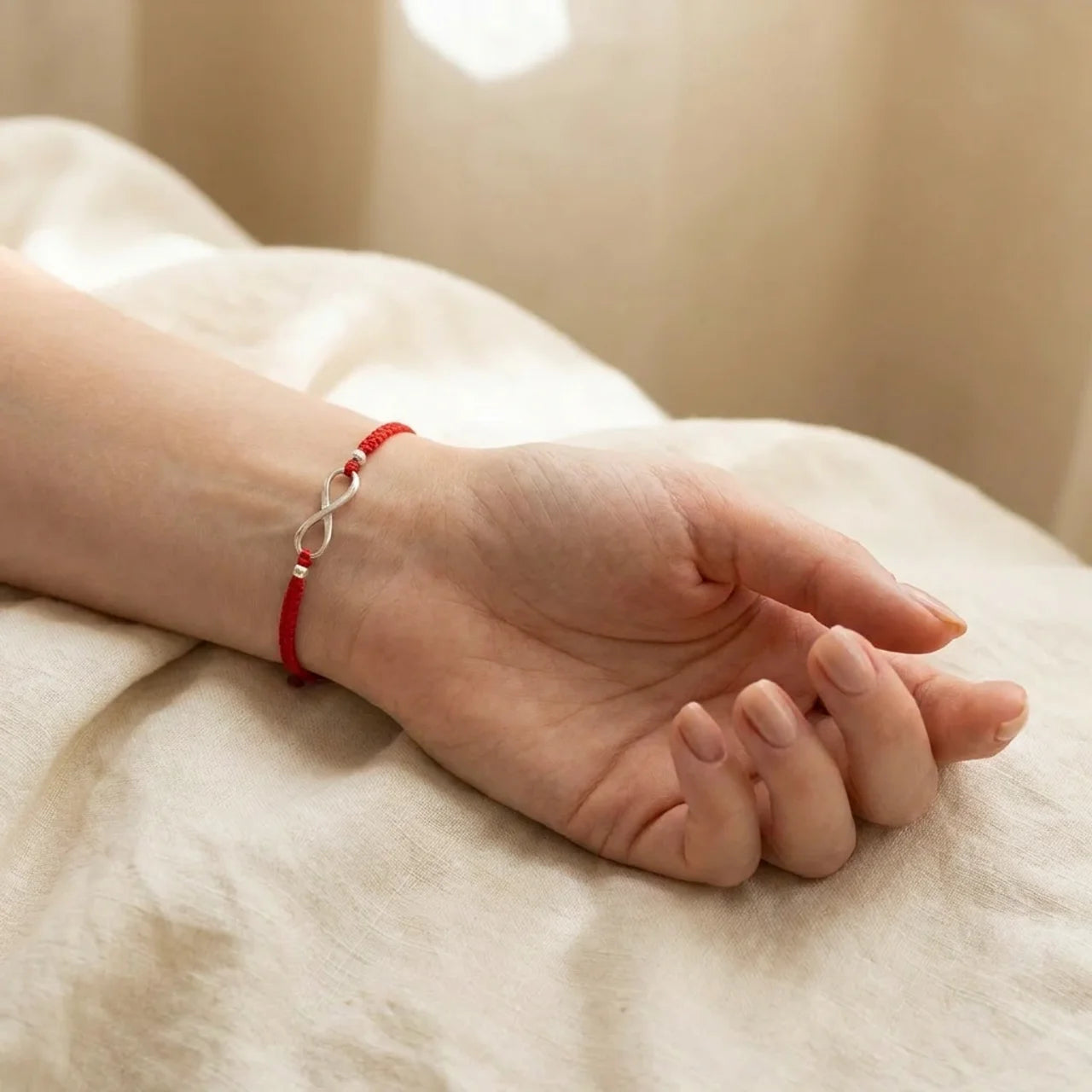 925 Silver Endless Knot Red String Bracelet