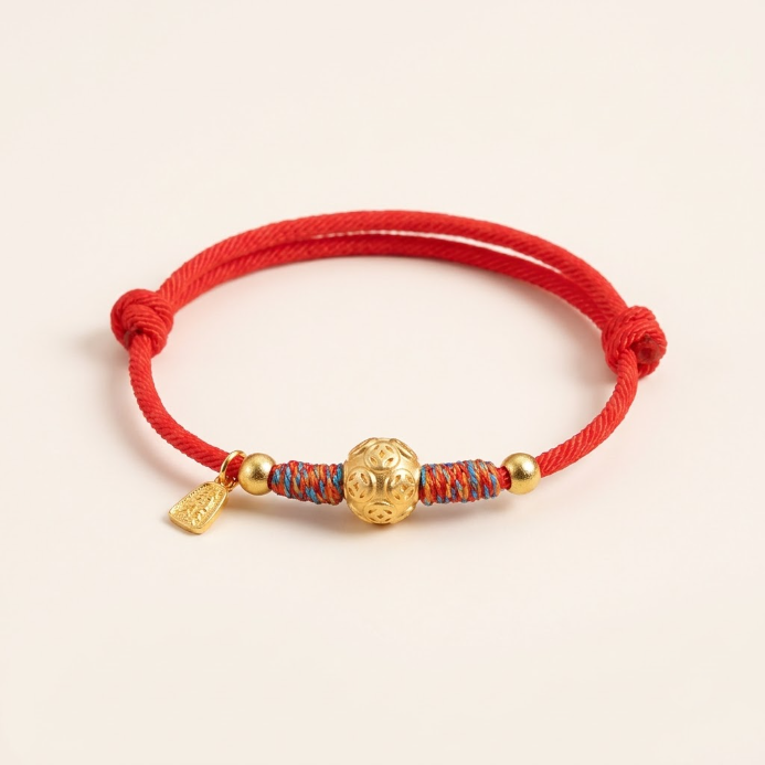 999 Silver Coin Red String Bracelet