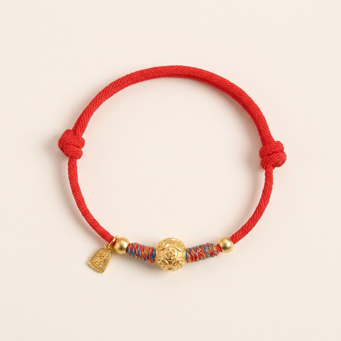 999 Silver Coin Red String Bracelet