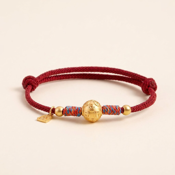 999 Silver Coin Red String Bracelet