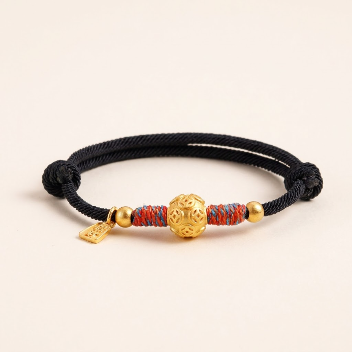 999 Silver Coin Red String Bracelet