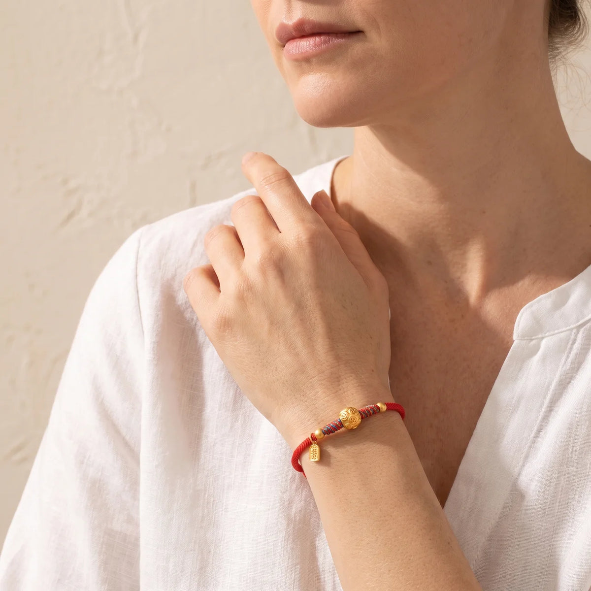 999 Silver Coin Red String Bracelet