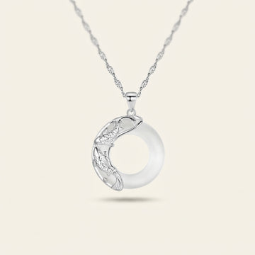 Natural White Jade Koi Lucky Necklace