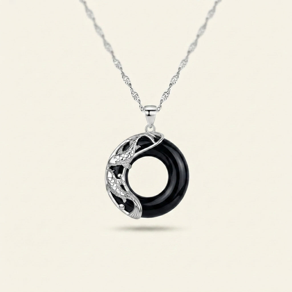 Natural White Jade Koi Lucky Necklace
