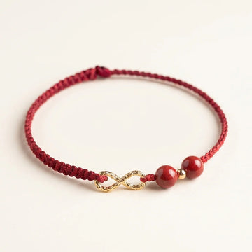 Cinnabar Gold Infinity Red String Bracelet