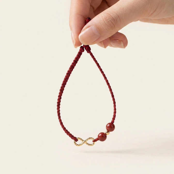 Cinnabar Gold Infinity Red String Bracelet