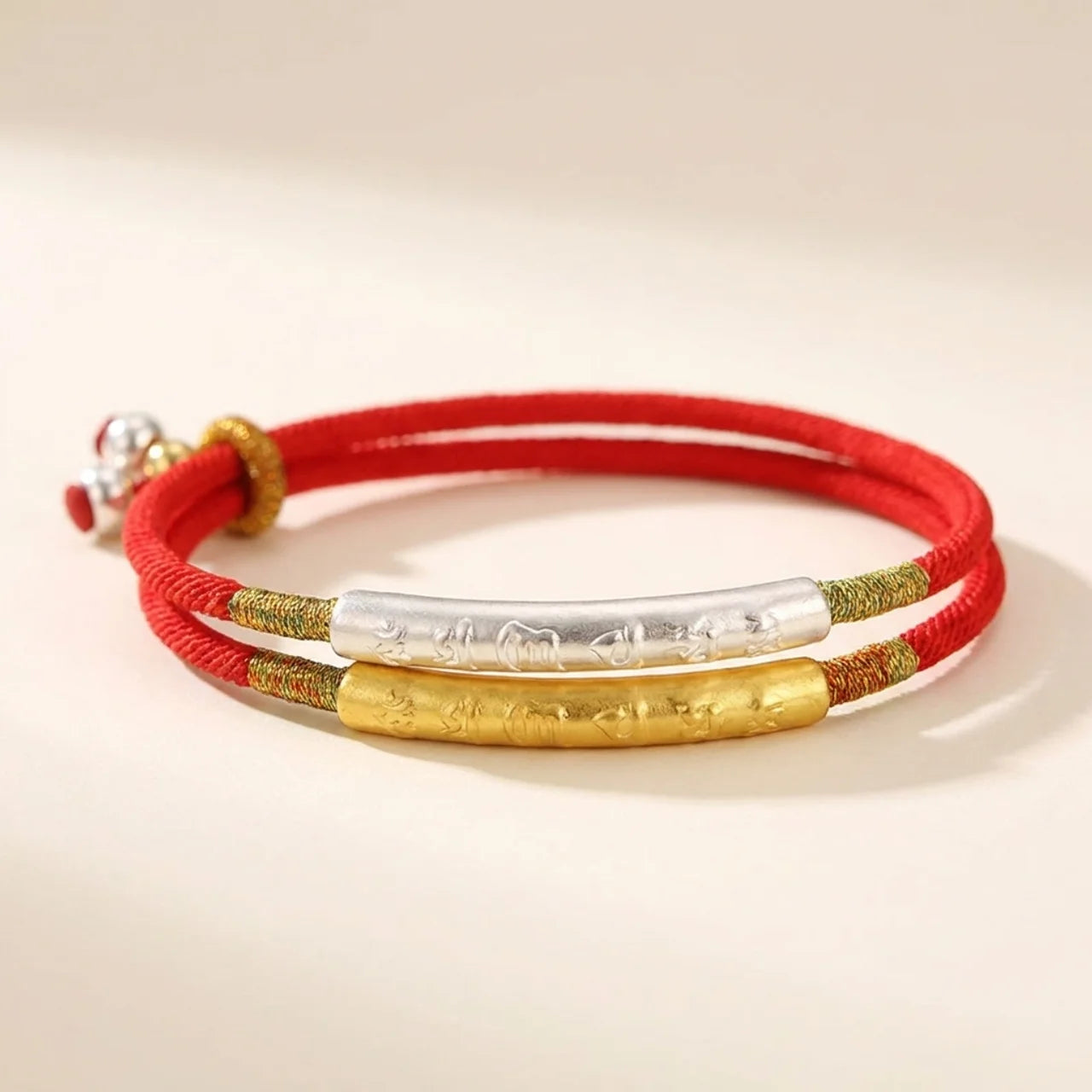 Silver Mantra Red String Bracelet