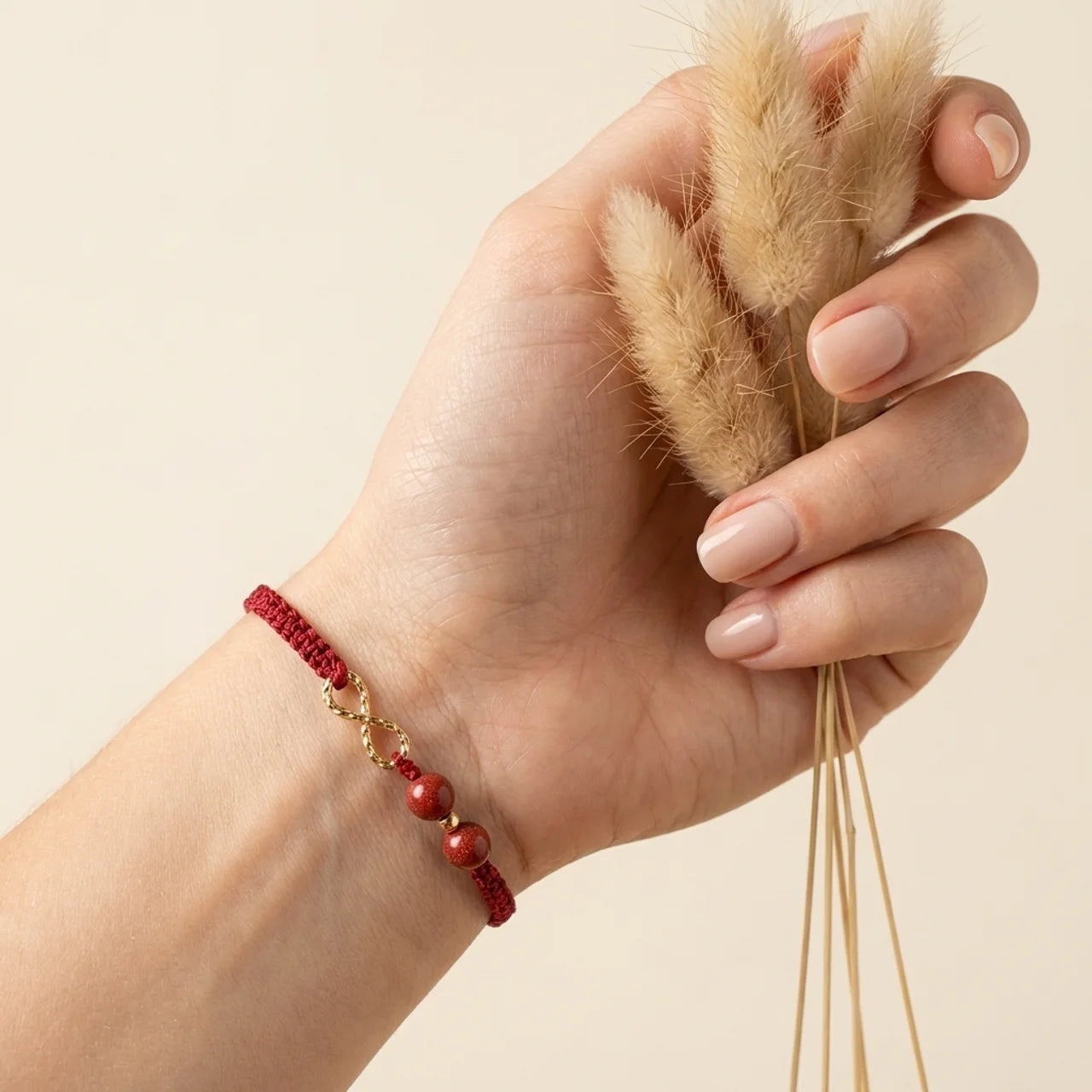 Cinnabar Gold Infinity Red String Bracelet