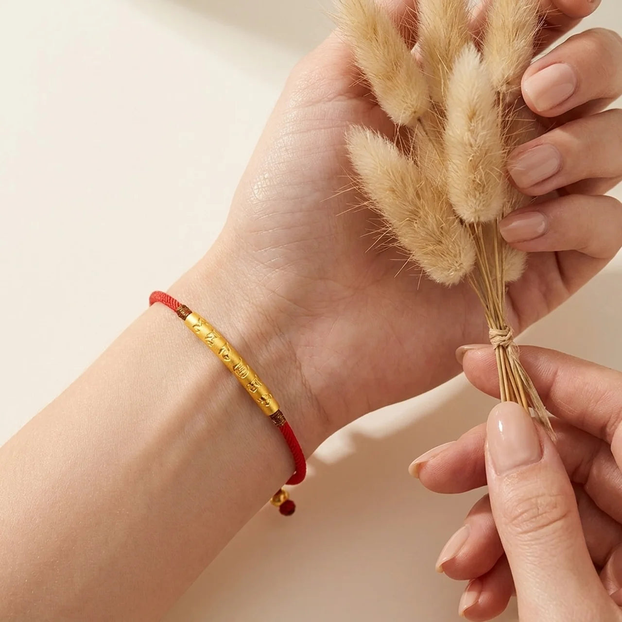 Silver Mantra Red String Bracelet