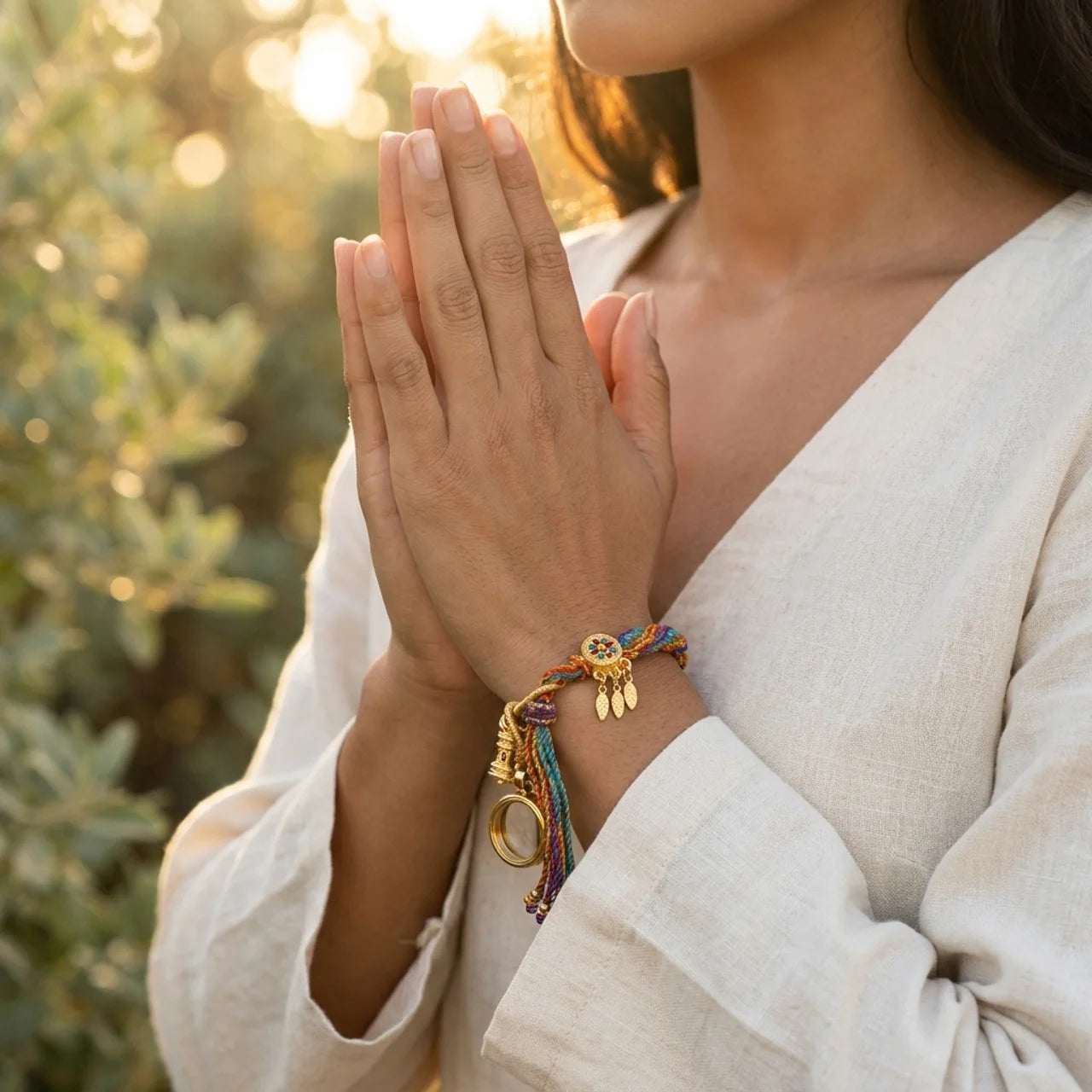 Braided String Mantra Dreamcatcher Bracelet