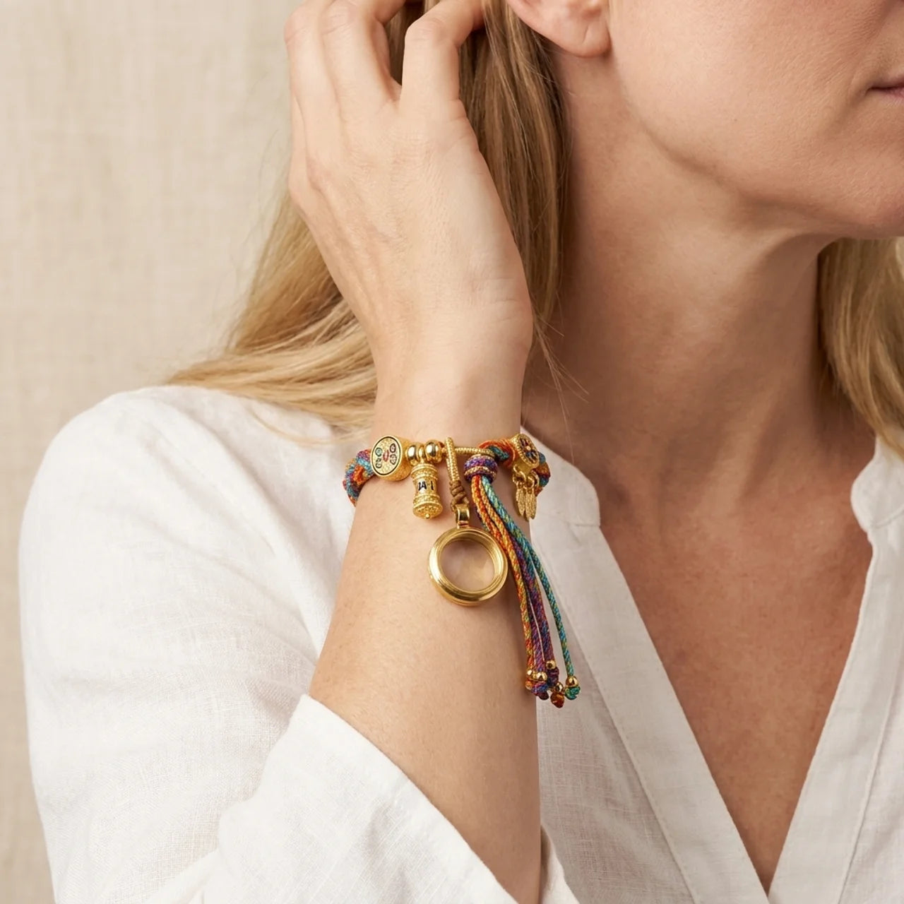 Braided String Mantra Dreamcatcher Bracelet