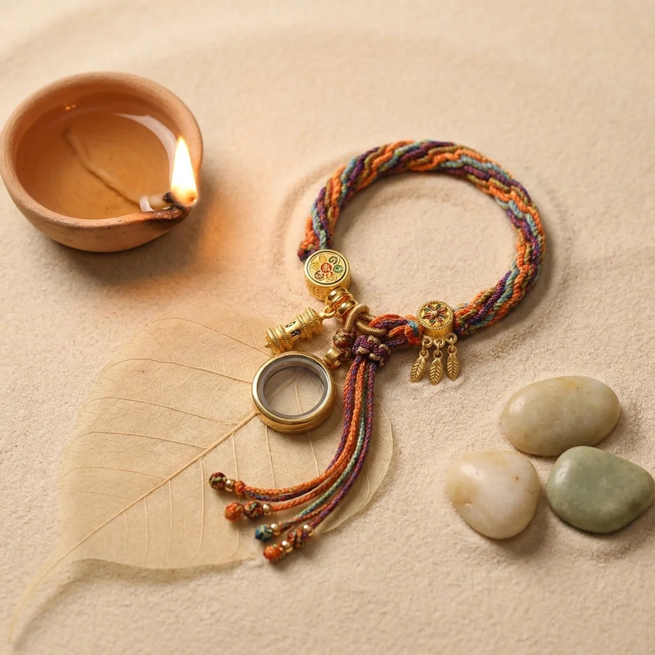 Braided String Mantra Dreamcatcher Bracelet