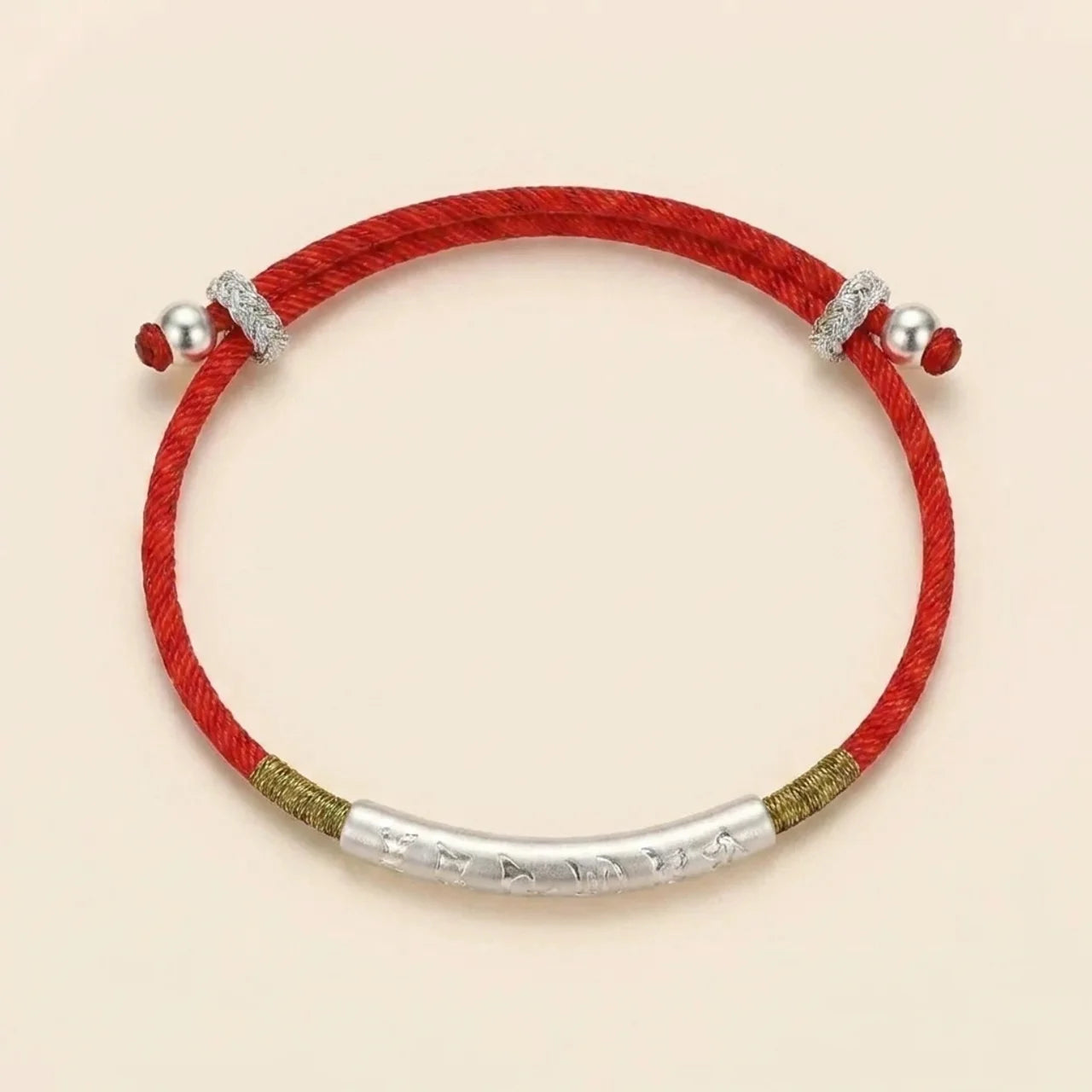 Silver Mantra Red String Bracelet
