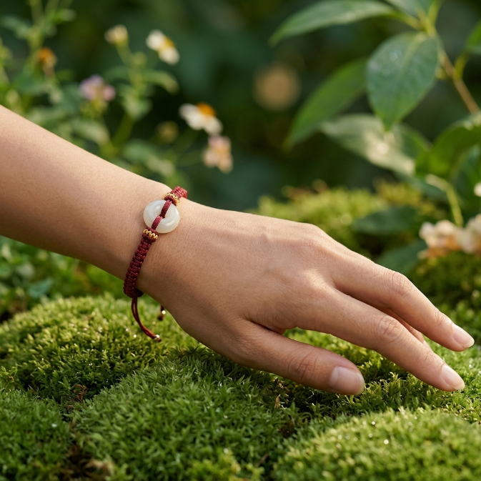 Red String Jade Peace Buckle Bracelet