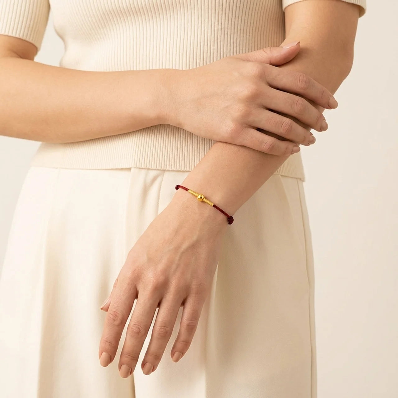 Silver Golden Bead Braided Rope Bracelet