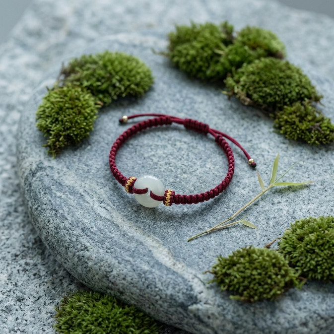 Red String Jade Peace Buckle Bracelet