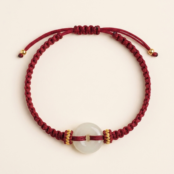 Red String Jade Peace Buckle Bracelet