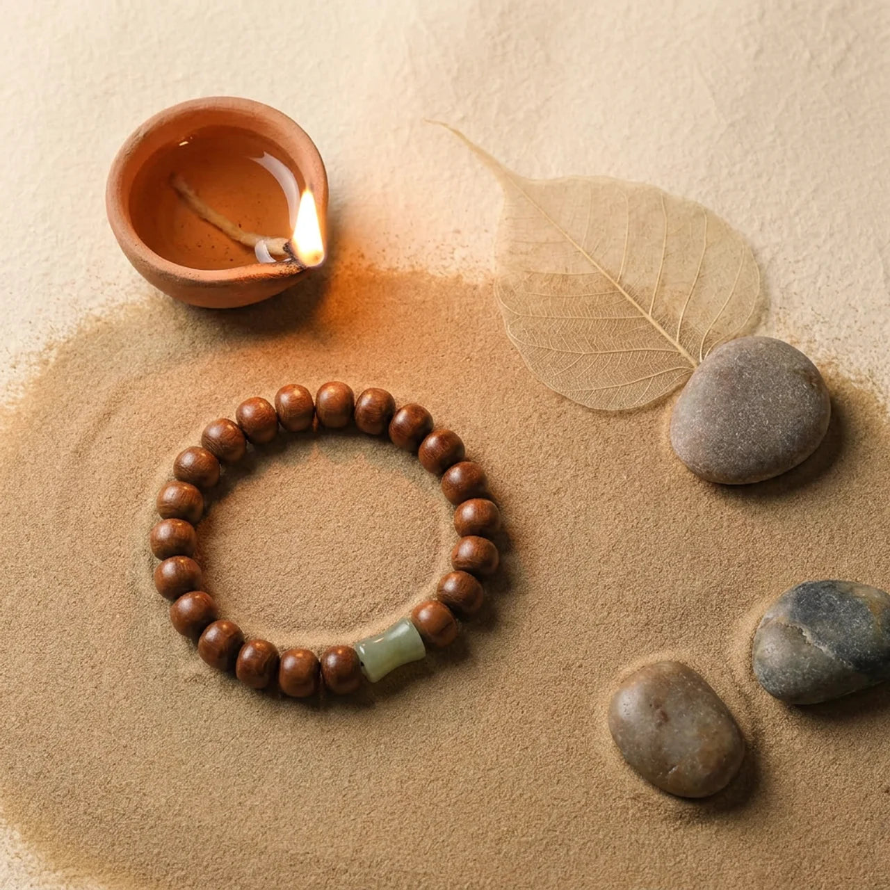 Abelia Wood Hetian Jade Bamboo Bracelet