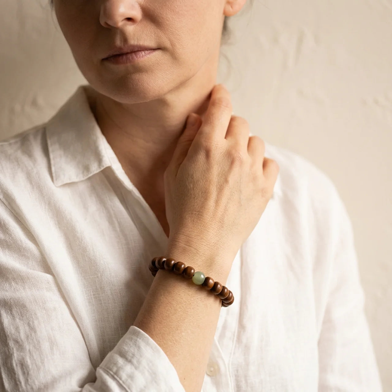 Abelia Wood Hetian Jade Bamboo Bracelet