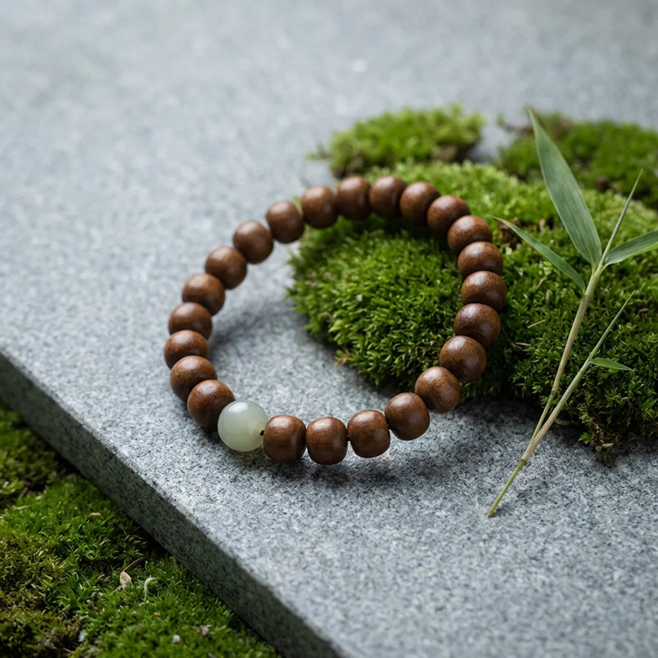 Abelia Wood Hetian Jade Bamboo Bracelet