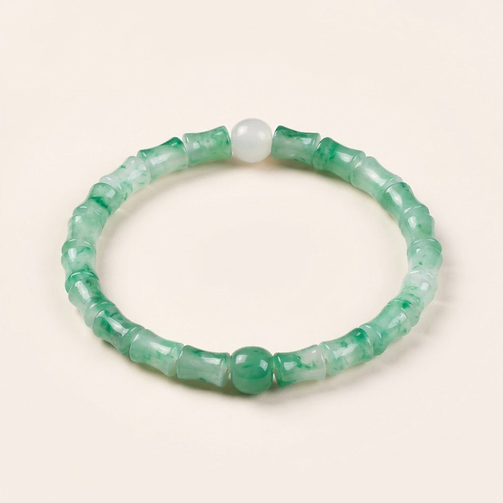 African Green Jade Bamboo Knot Bracelet