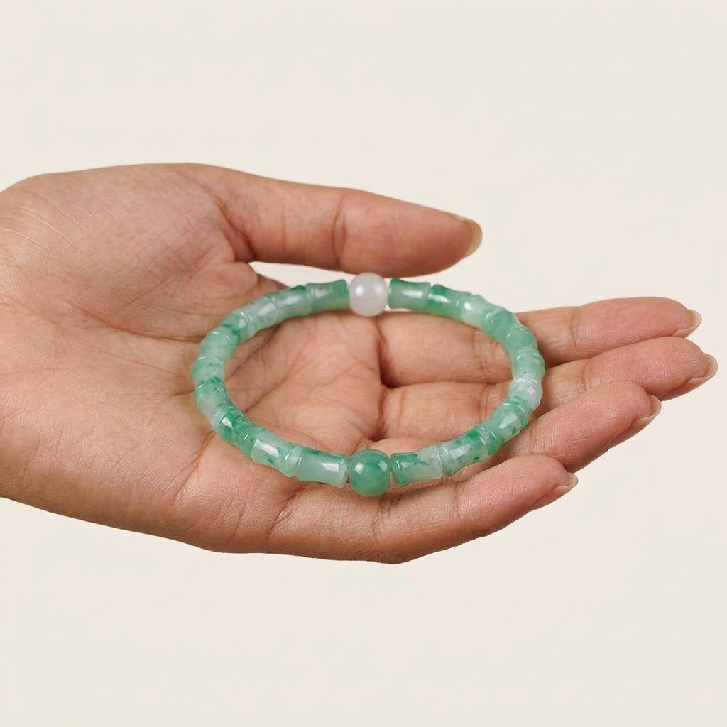 African Green Jade Bamboo Knot Bracelet